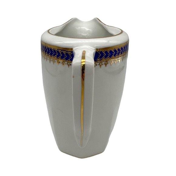 Vintage Sugar Bowl w/ Lid & Creamer Czechoslovakia 175G Blue and Gold Pattern - Picture 5 of 12